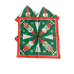 Scandinavian Christmas Cotton Napkin Set Modern Danish Dutch Boy Girl Design